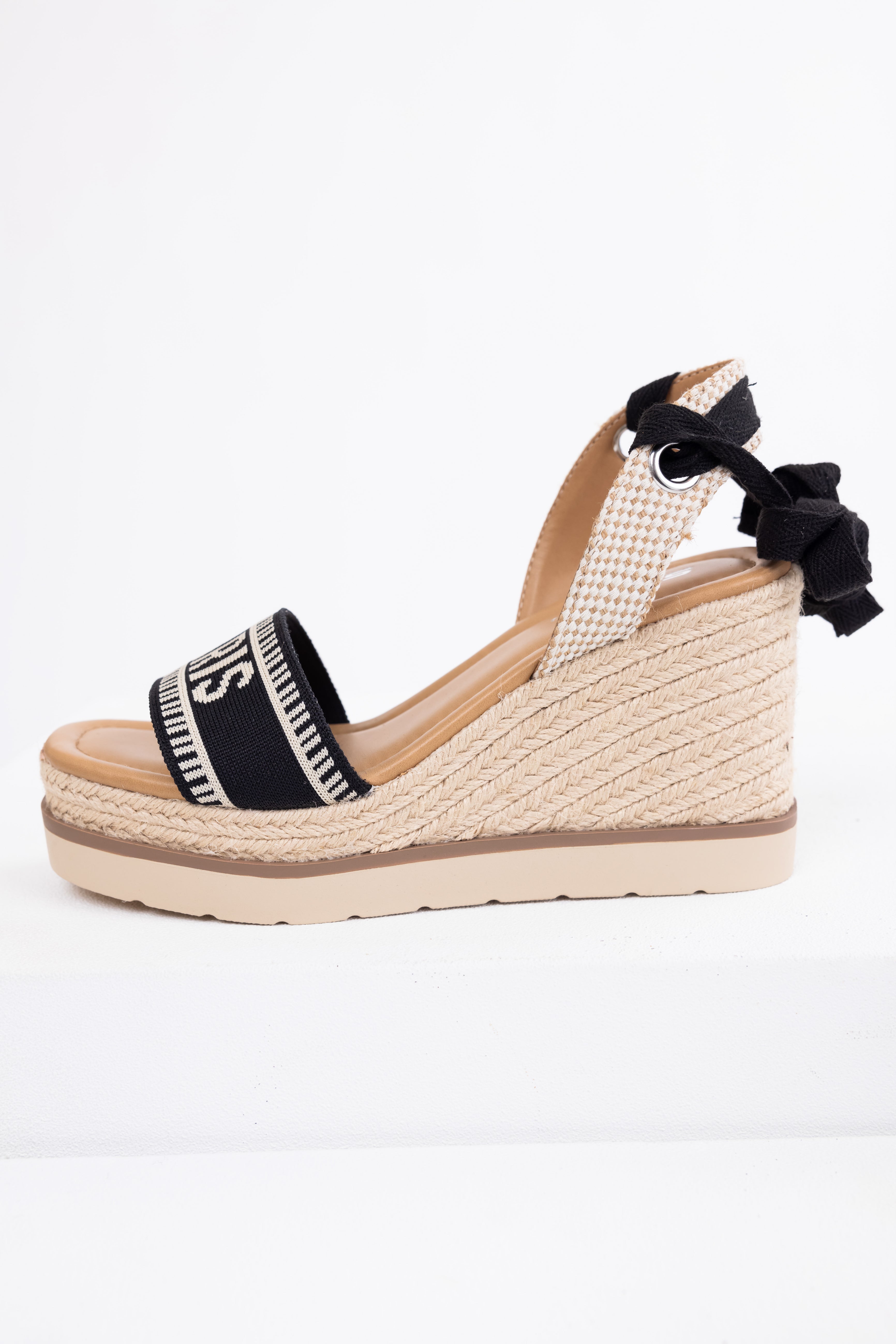 Black 'Paris' Espadrille Platform Wedges