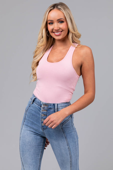 Blush Racerback Solid Cotton Bodysuit