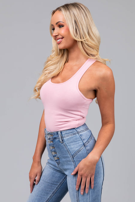 Blush Racerback Solid Cotton Bodysuit