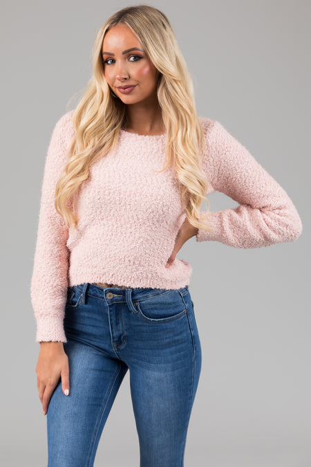 Blush Textured Balloon Sleeve Sweater