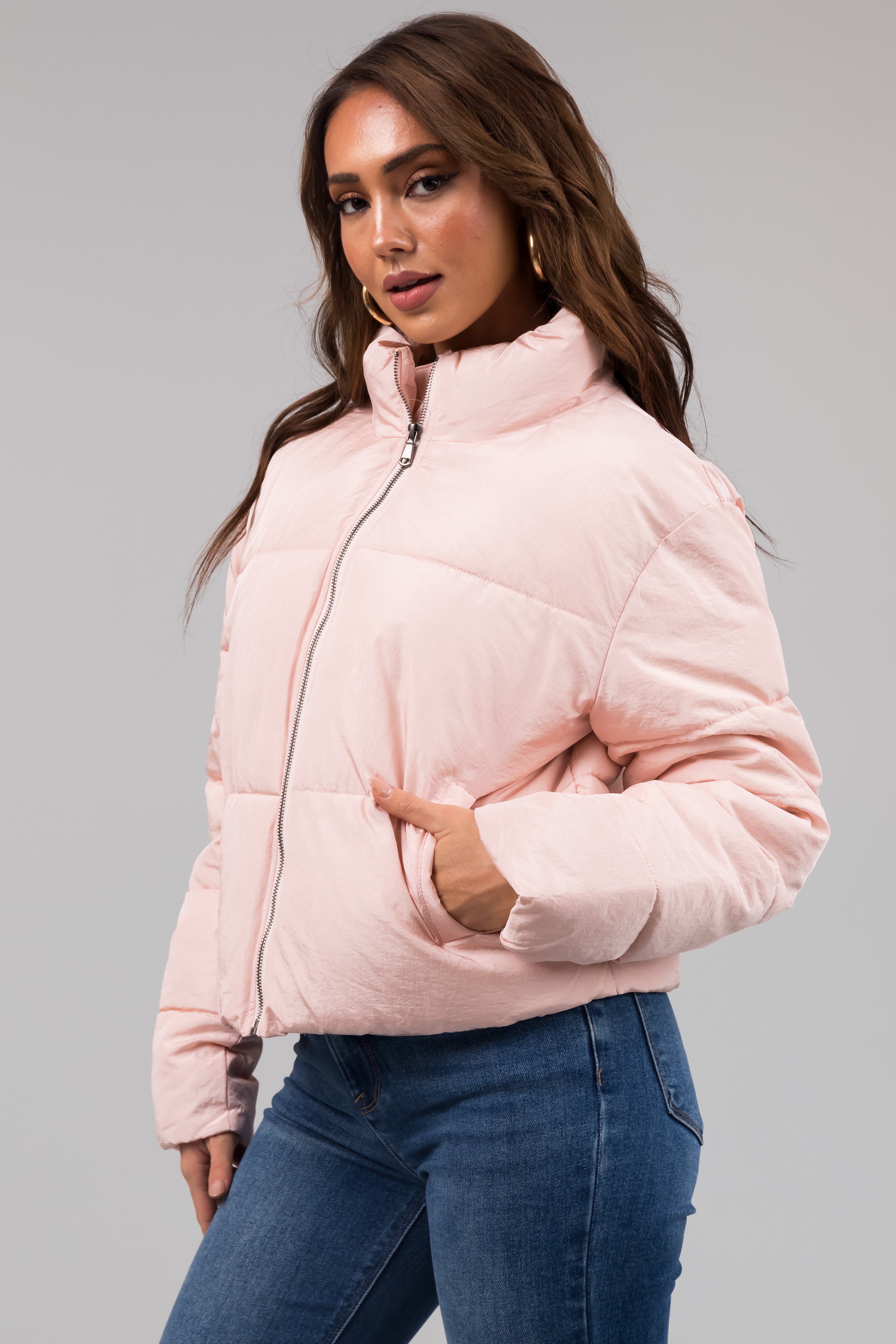 Blush quilted clearance jacket