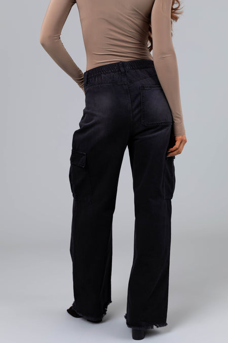 Boom Boom Black Cargo Wide Leg Jeans