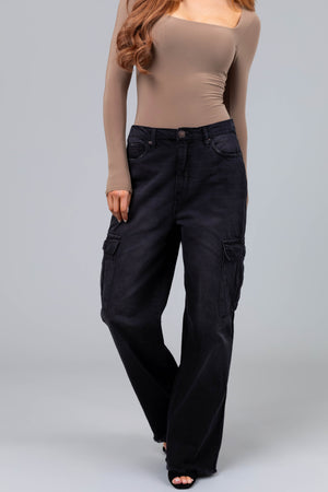 Boom Boom Black Cargo Wide Leg Jeans