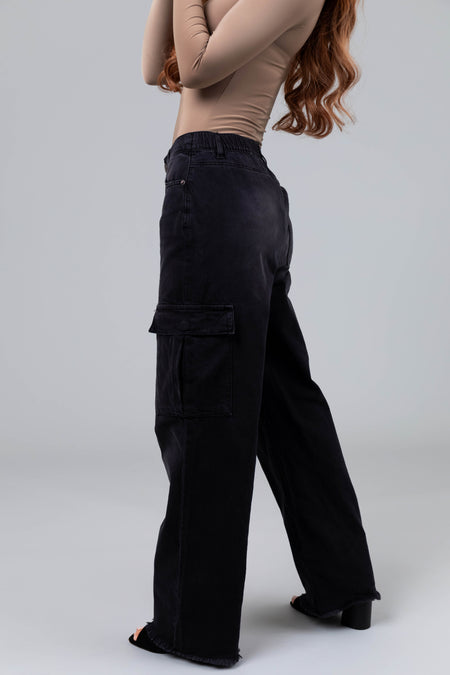 Boom Boom Black Cargo Wide Leg Jeans