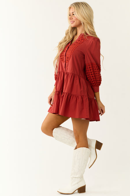 Brick Stitch Embroidery Overlay Mini Dress