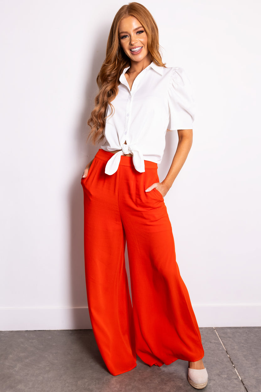 Bright Fire High Waist Wide Leg Pants