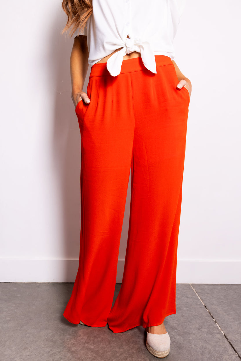 Bright Fire High Waist Wide Leg Pants