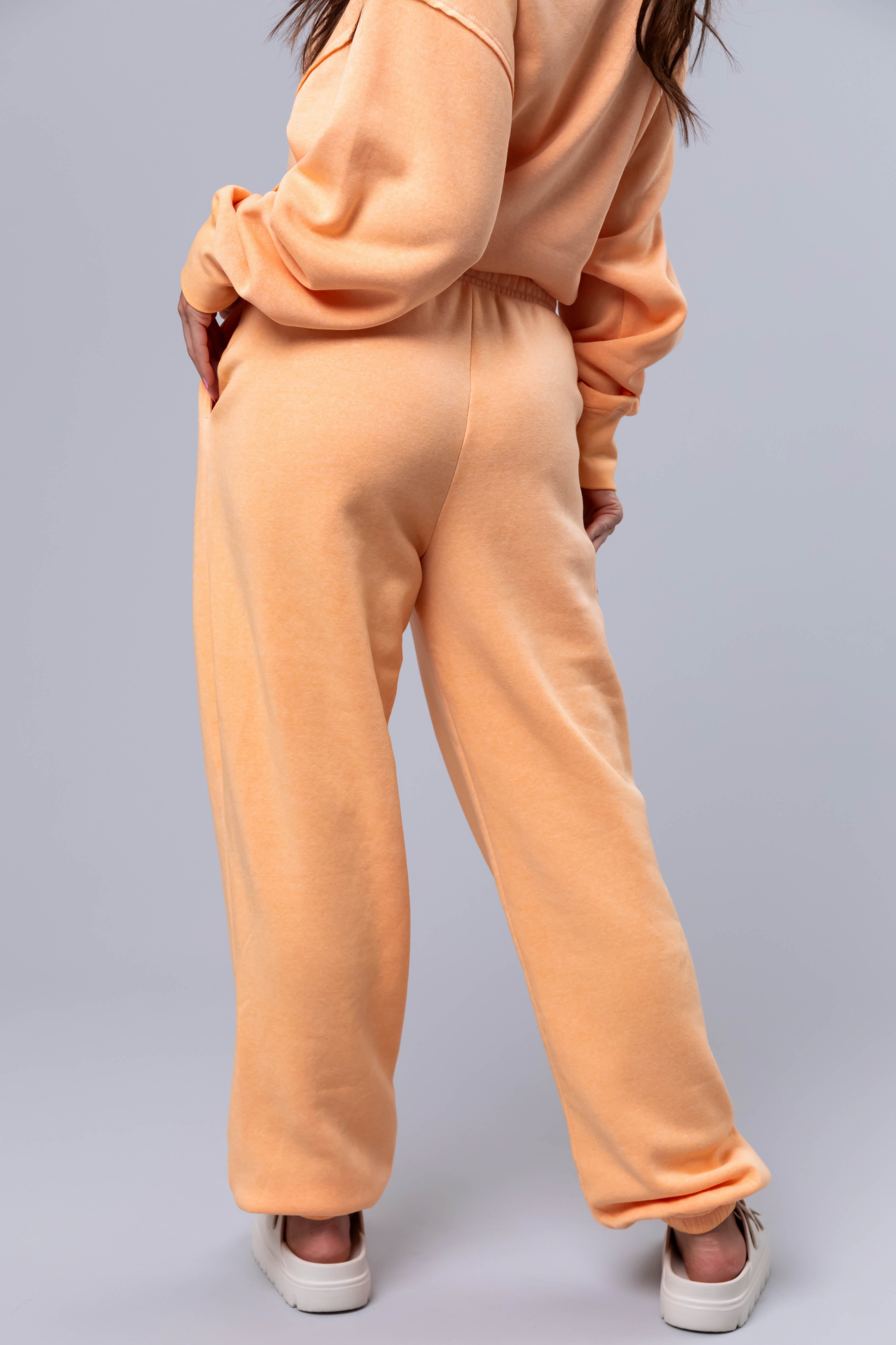 Bright Melon Washed High Rise Drawstring Joggers