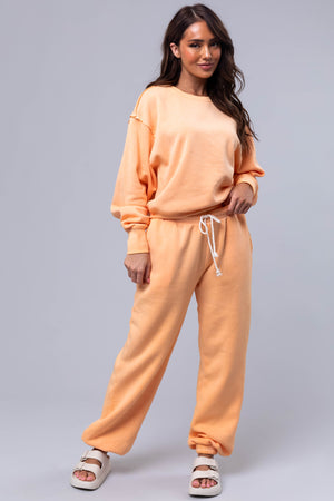 Bright Melon Washed High Rise Drawstring Joggers