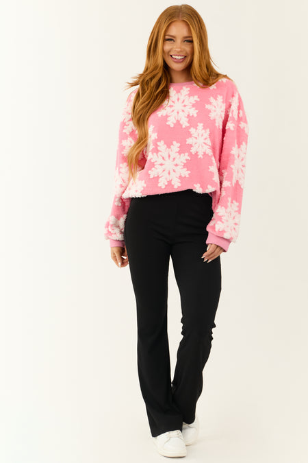 Bright Punch Soft Sherpa Snowflake Pullover Top