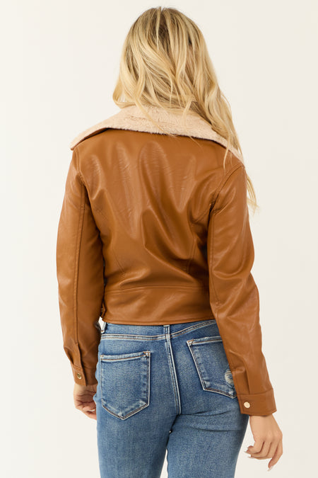 Brown Sugar Faux Leather Biker Jacket