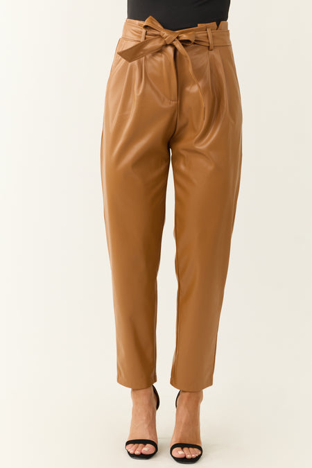 Brown Sugar Faux Leather Straight Leg Pants