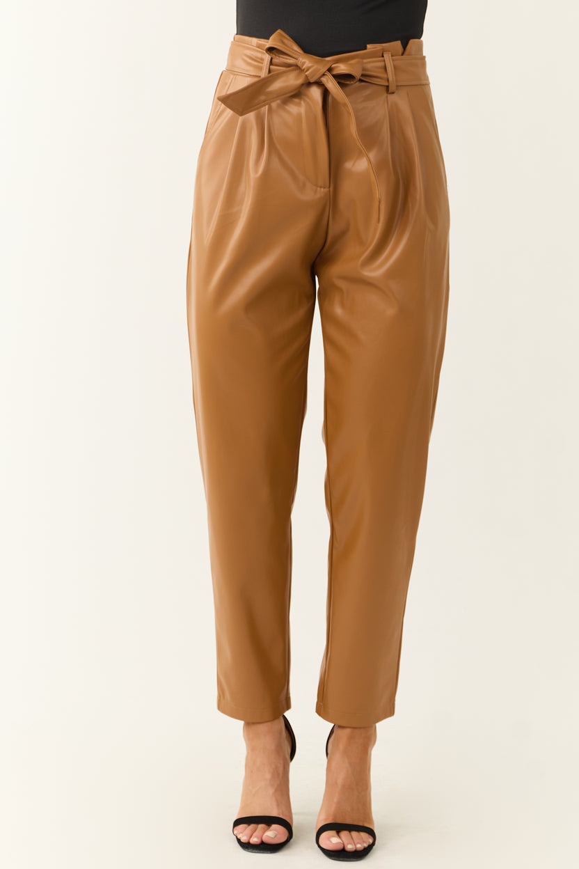 Brown Sugar Faux Leather Straight Leg Pants