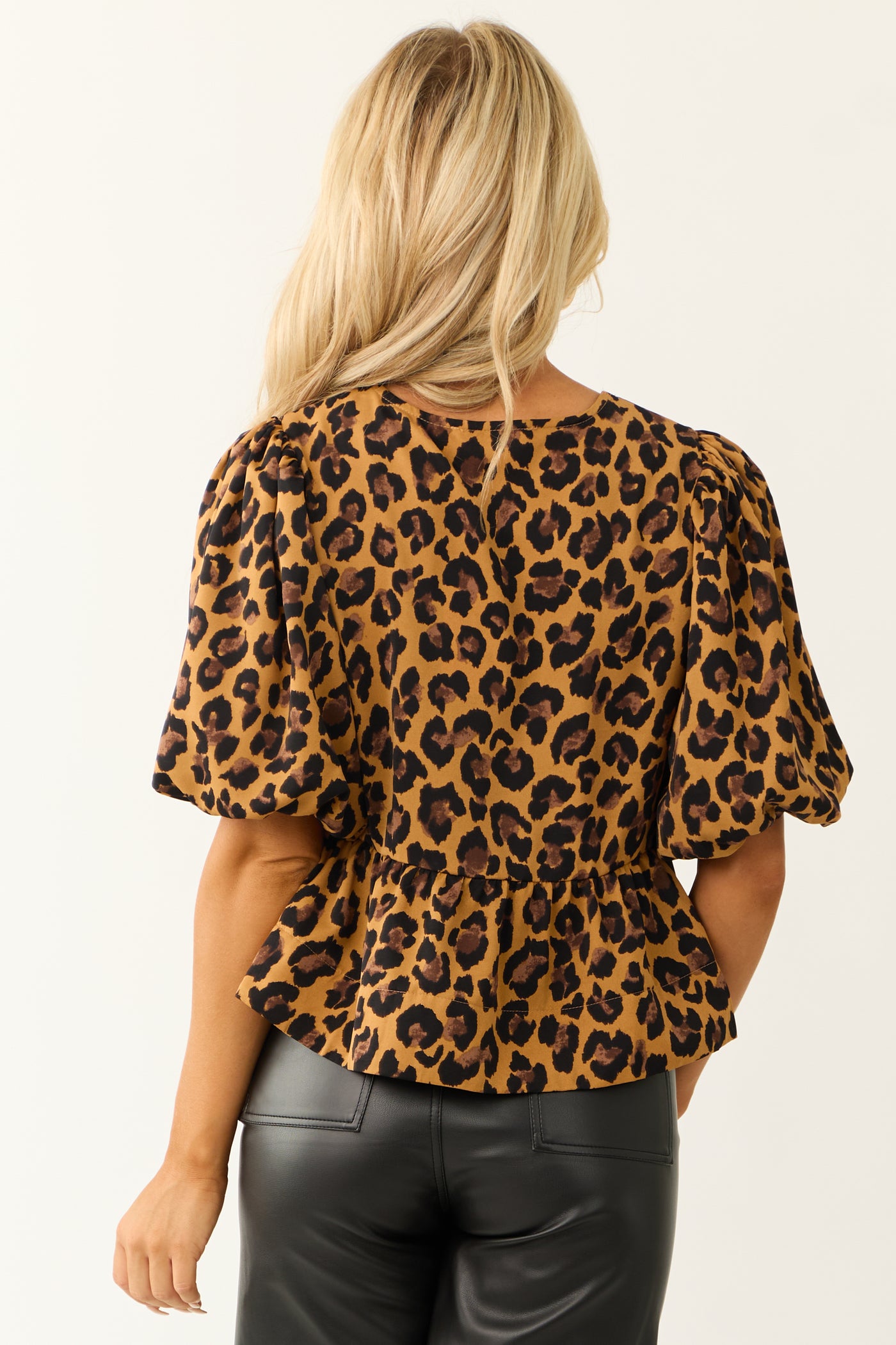 Brown Sugar Leopard Print Tie Down Front Top