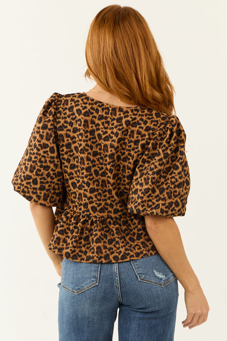 Brown Sugar Leopard Print Tie Front Top