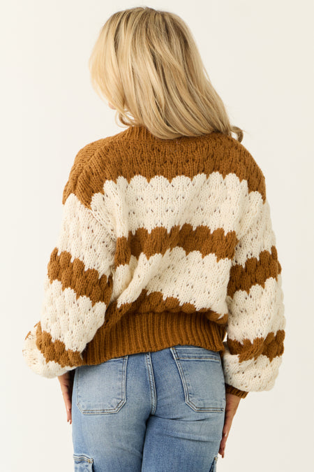 Brown Sugar Striped Long Sleeve Open Cardigan