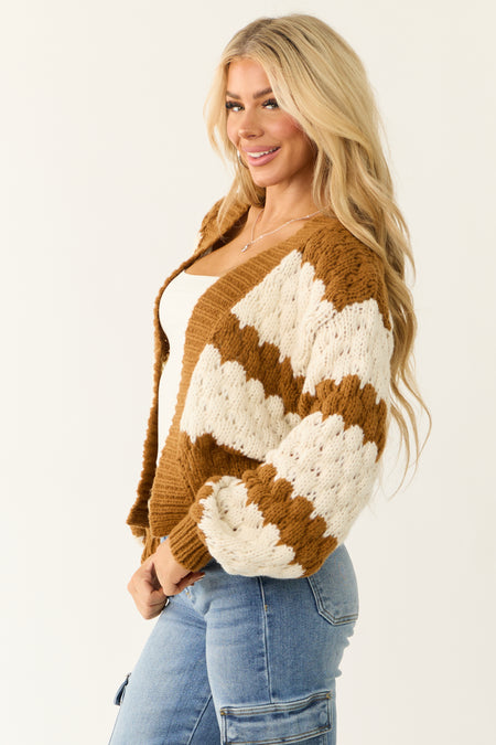 Brown Sugar Striped Long Sleeve Open Cardigan