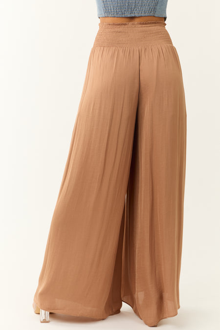 Brown Sugar Wide Leg Smocked High Rise Pants