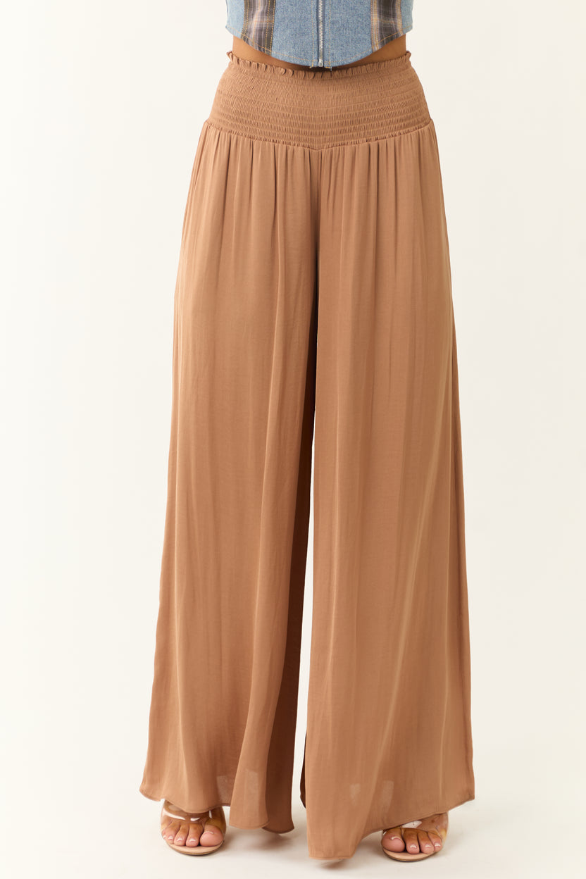 Brown Sugar Wide Leg Smocked High Rise Pants