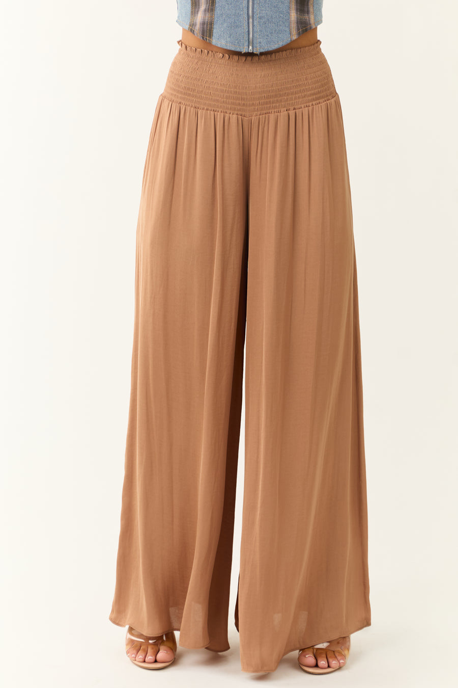 Brown Sugar Wide Leg Smocked High Rise Pants