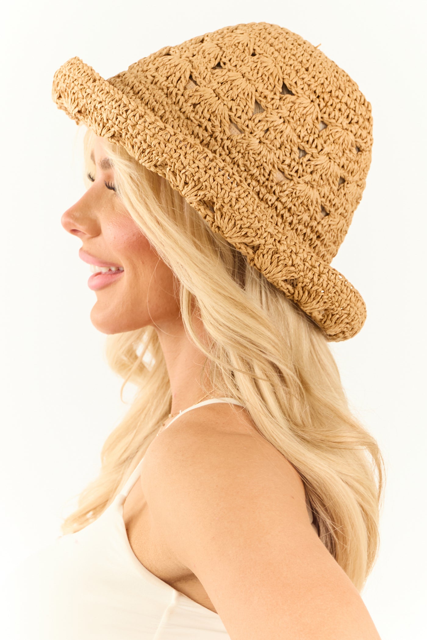 Brown Sugar Braided Straw Bucket Hat