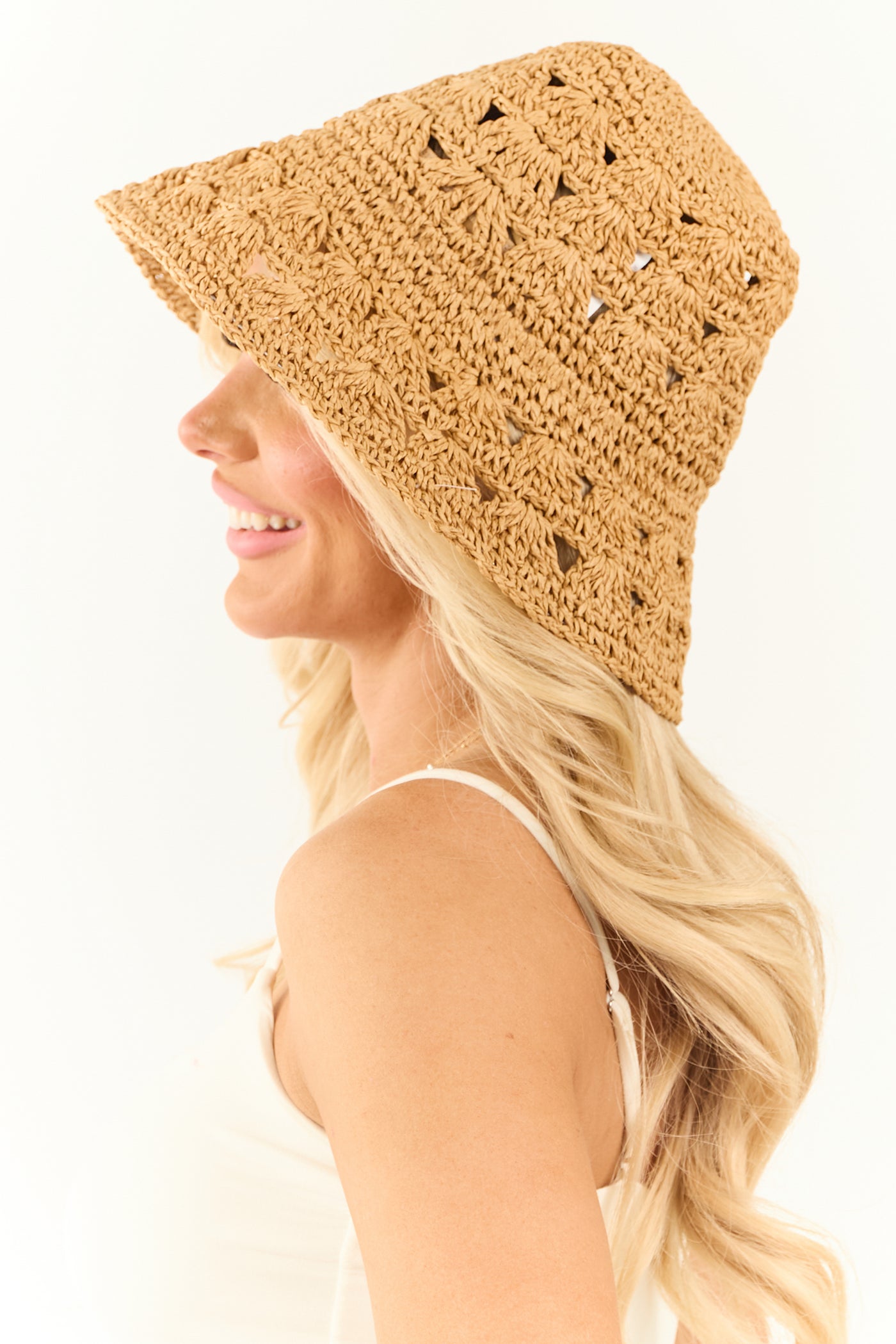 Brown Sugar Braided Straw Bucket Hat