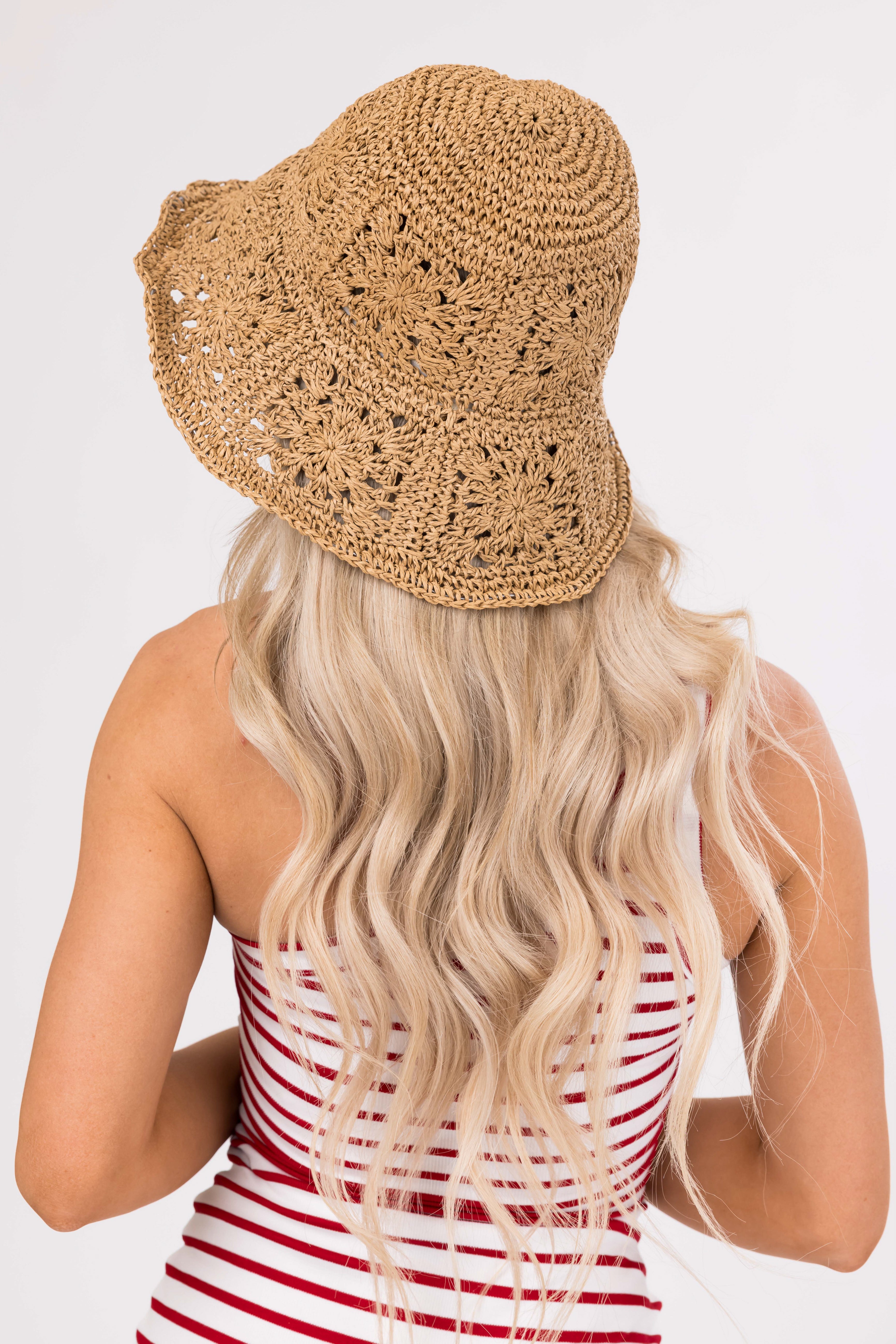 Brown Sugar Patterned Straw Bucket Hat