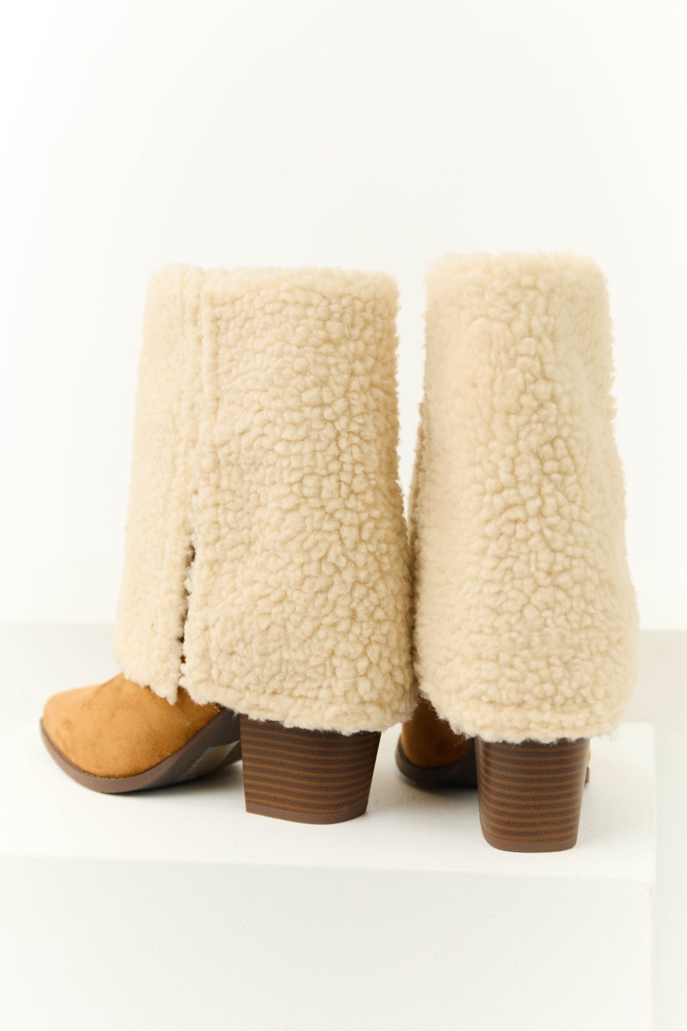 Brown Sugar Sherpa Overlay Heeled Boots