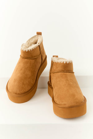 Brown Sugar Suede Platform Ankle Boots