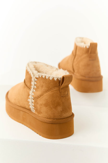 Brown Sugar Suede Platform Ankle Boots