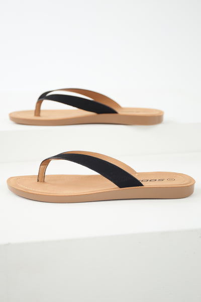 Brown Sugar Thong Sandal with Black Strap