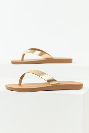 Brown Sugar Thong Sandal with Gold Strap