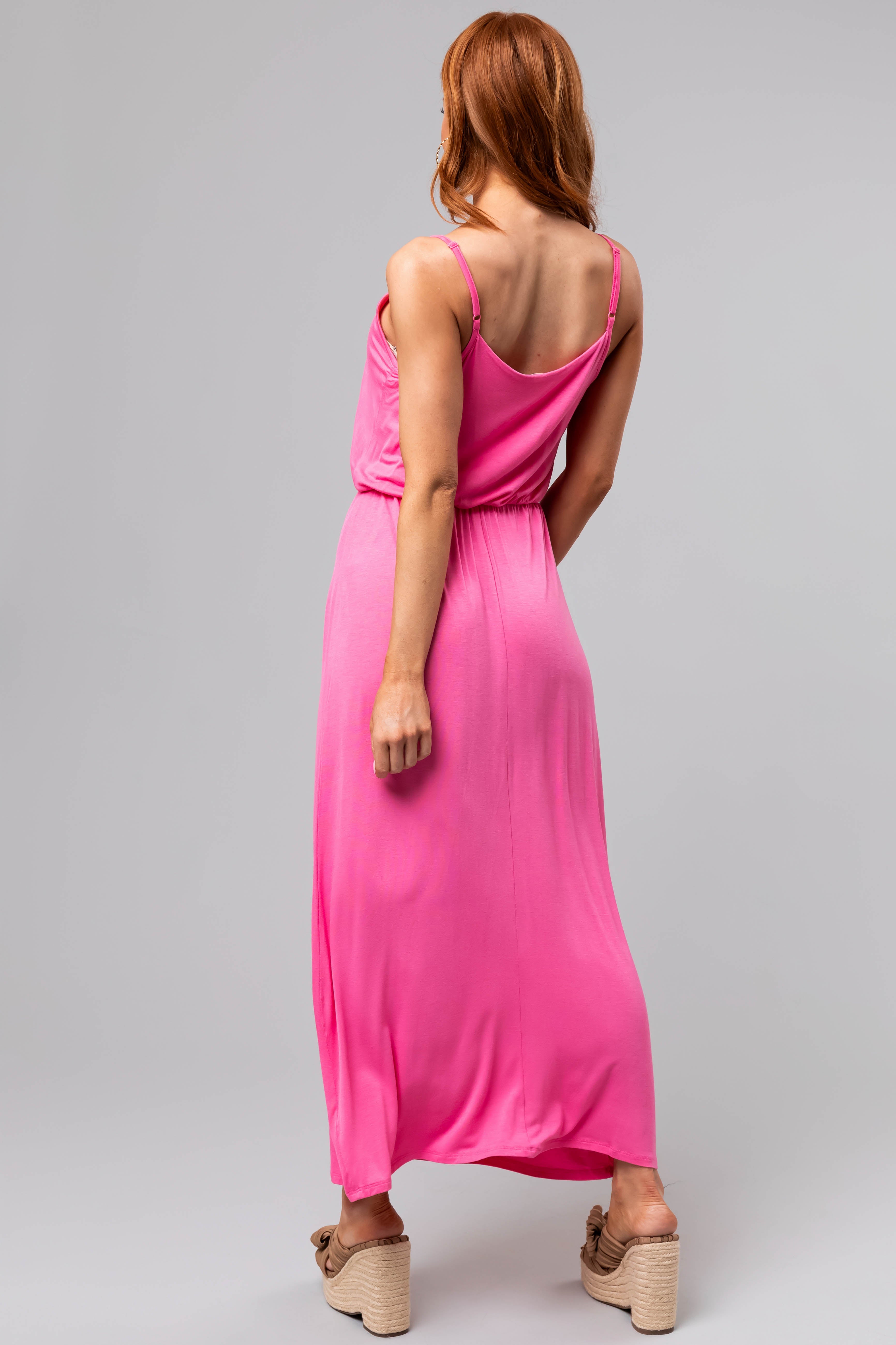 Bubblegum Blouson Knit Maxi Cami Dress