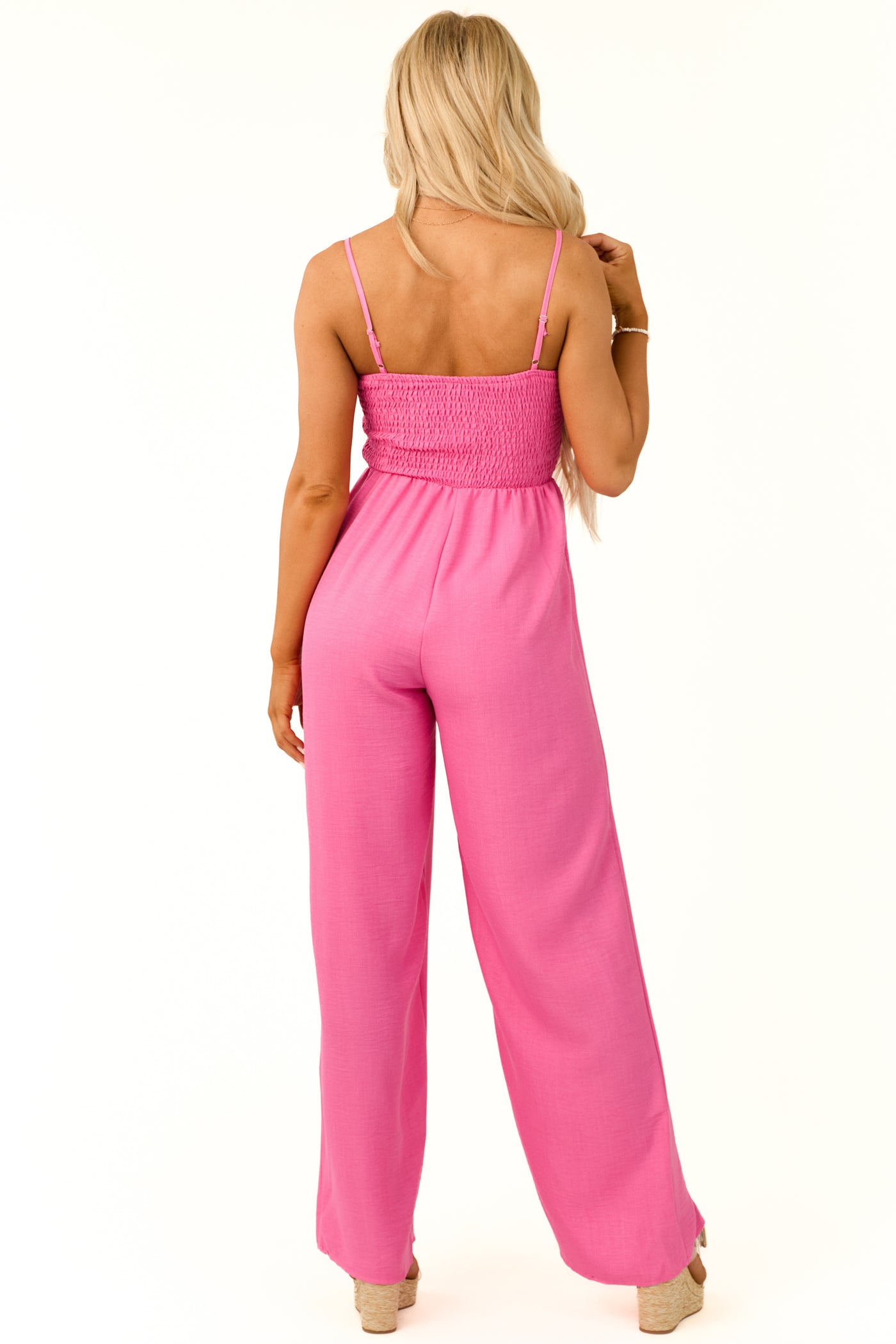 Bubblegum Bow Front Smocked Jumpsuit