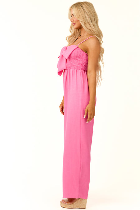 Bubblegum Bow Front Smocked Jumpsuit