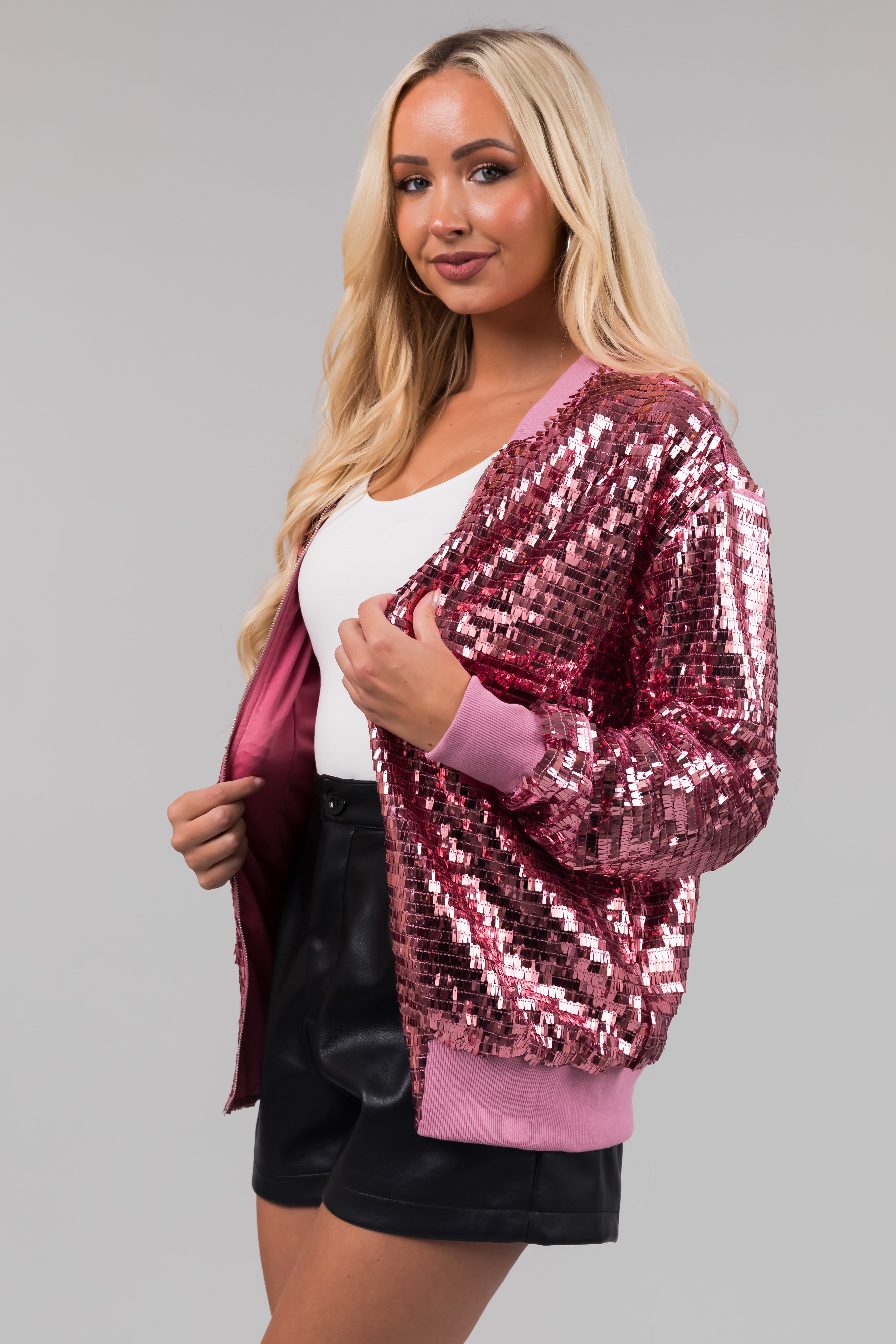 Sequin zip outlet up jacket