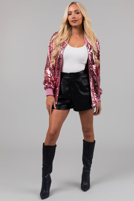 Bubblegum Sequin Zip Up Long Sleeve Jacket