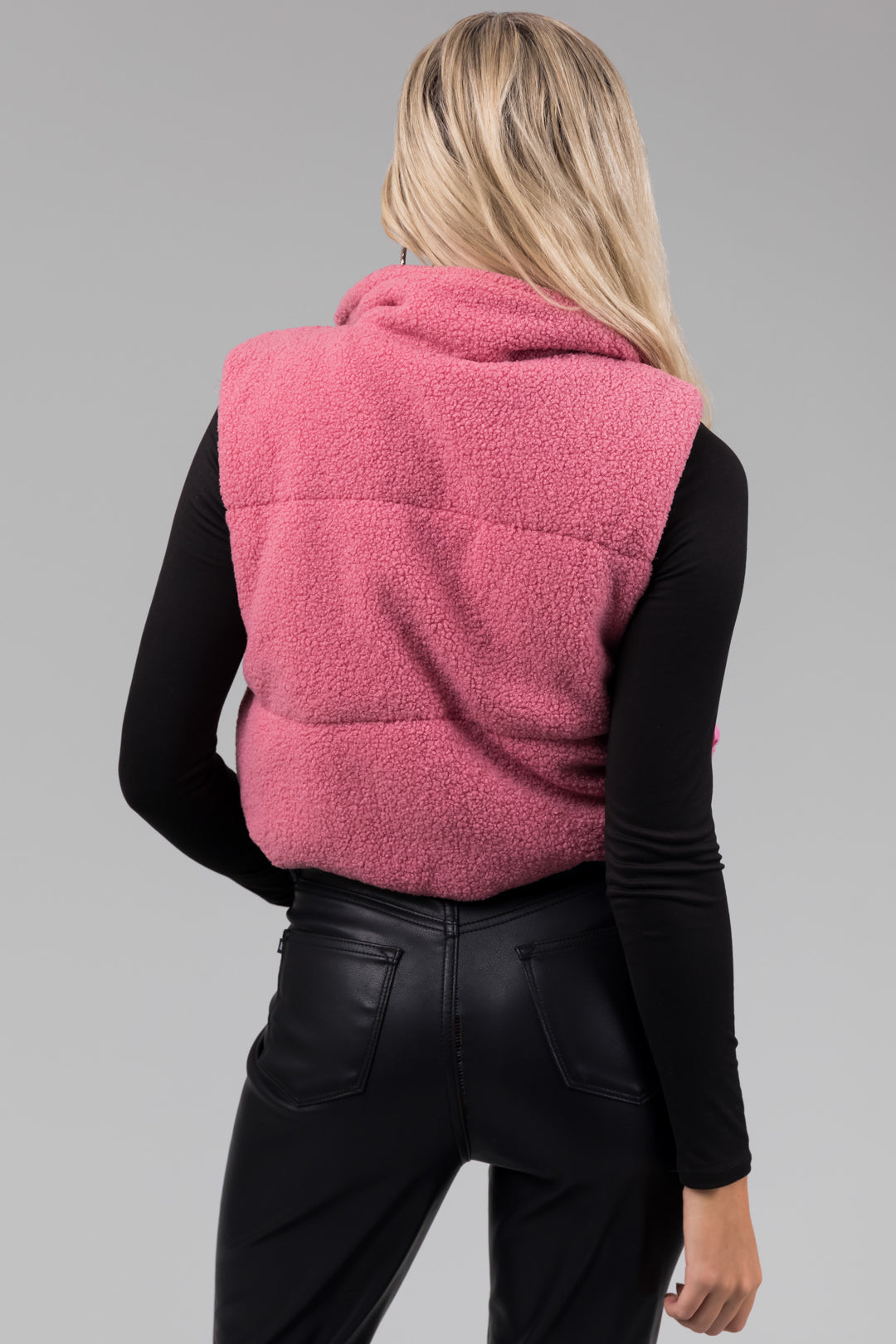 Bubblegum Sherpa Zip Up Vest