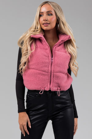 Bubblegum Sherpa Zip Up Vest