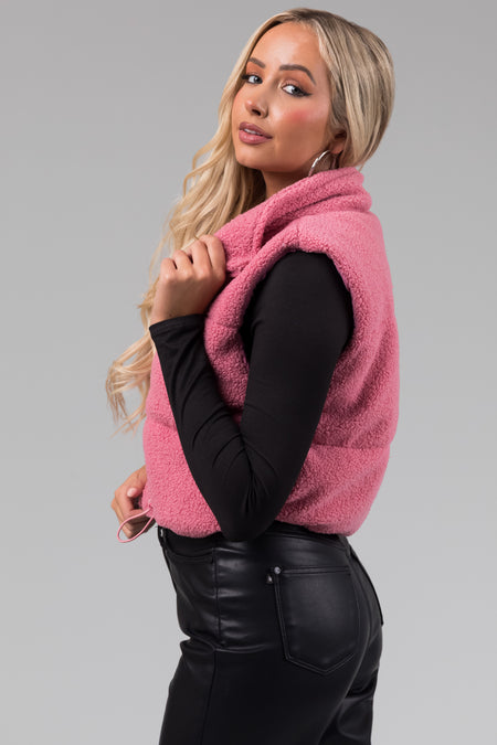 Bubblegum Sherpa Zip Up Vest