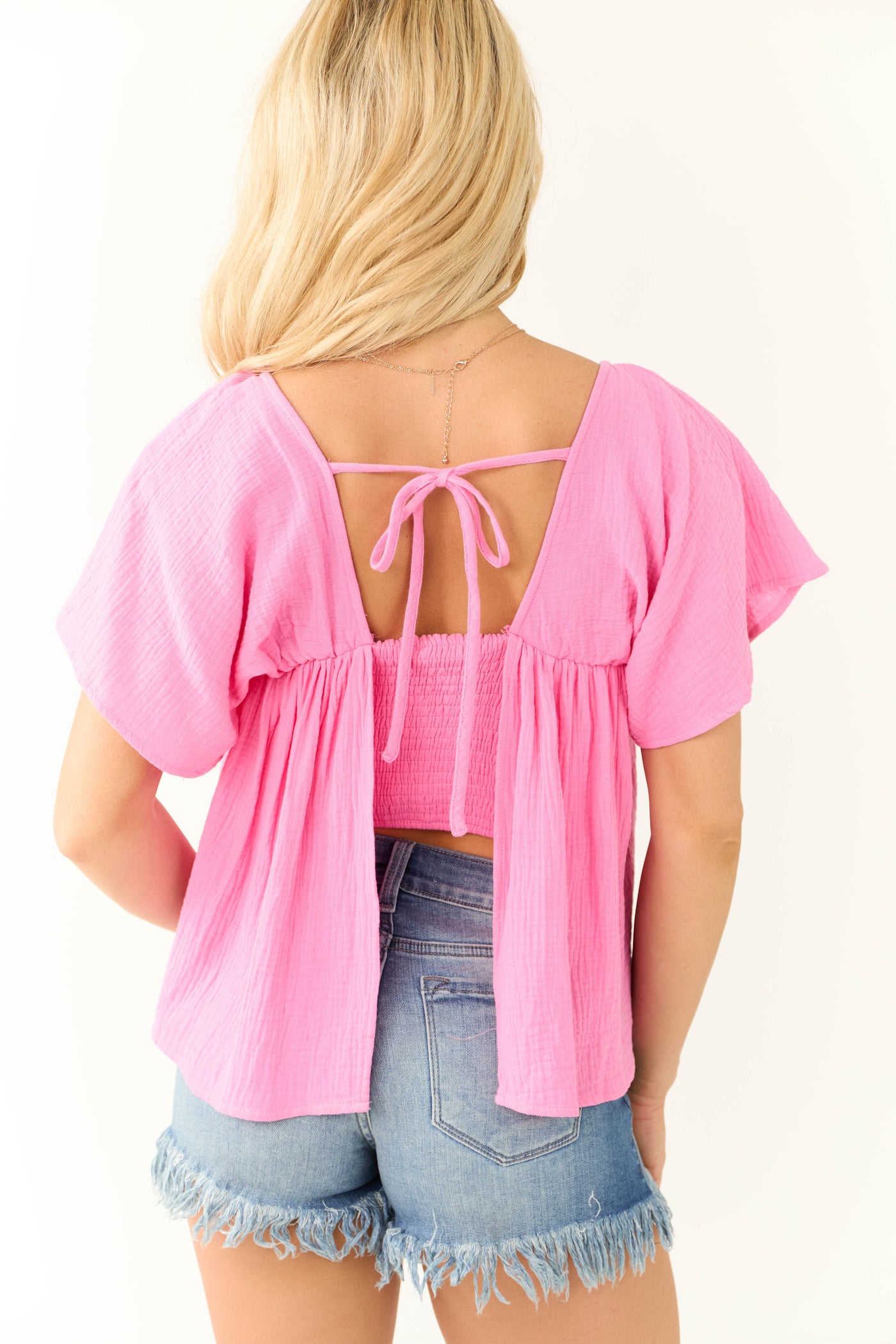 Bubblegum Square Neck Short Sleeve Top