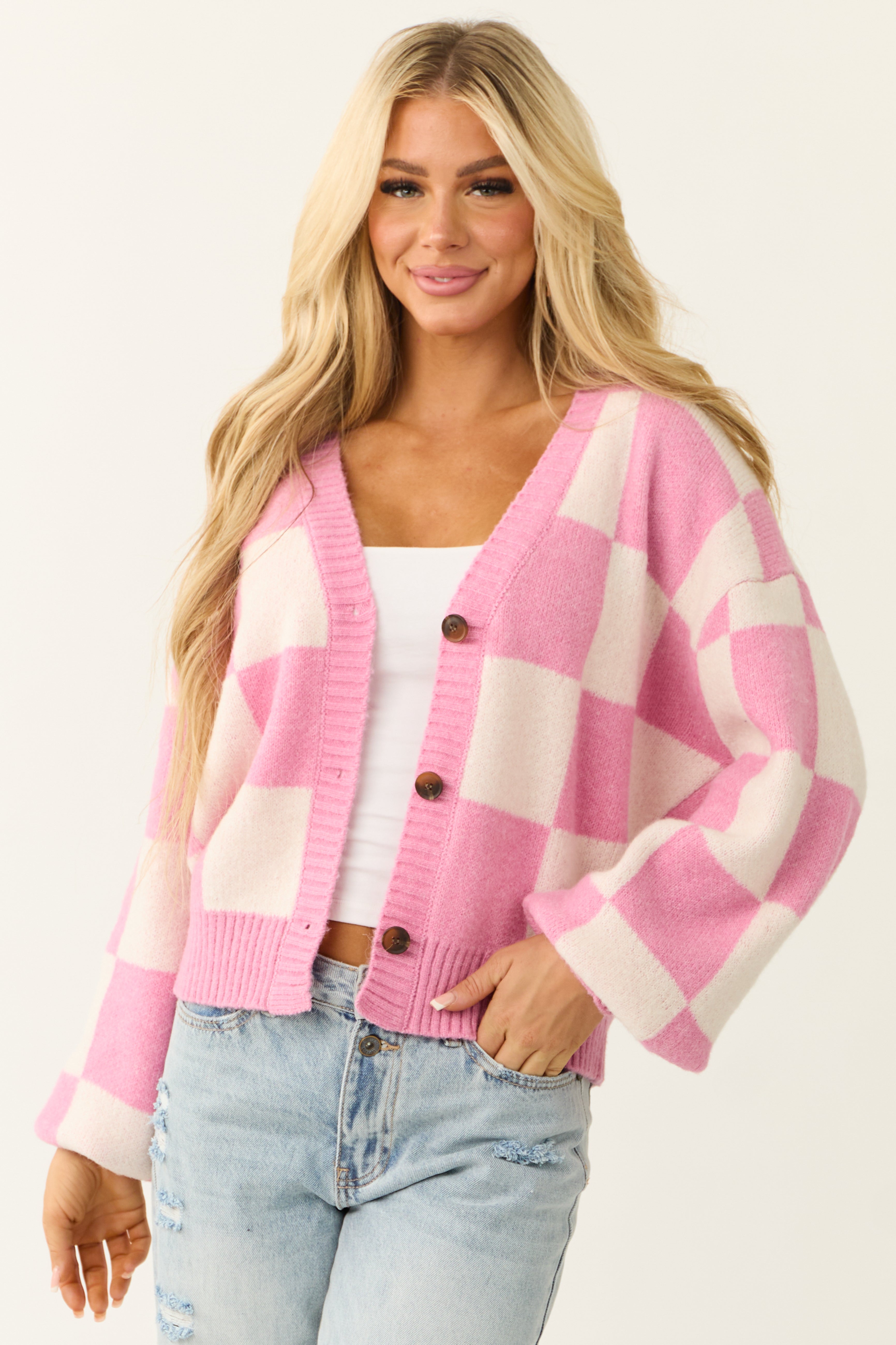 Moda B Checker Print Cardigan offers