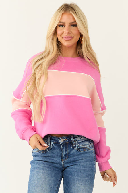 Bubblegum and Tea Rose Colorblock Sweatshirt