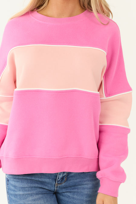 Bubblegum and Tea Rose Colorblock Sweatshirt