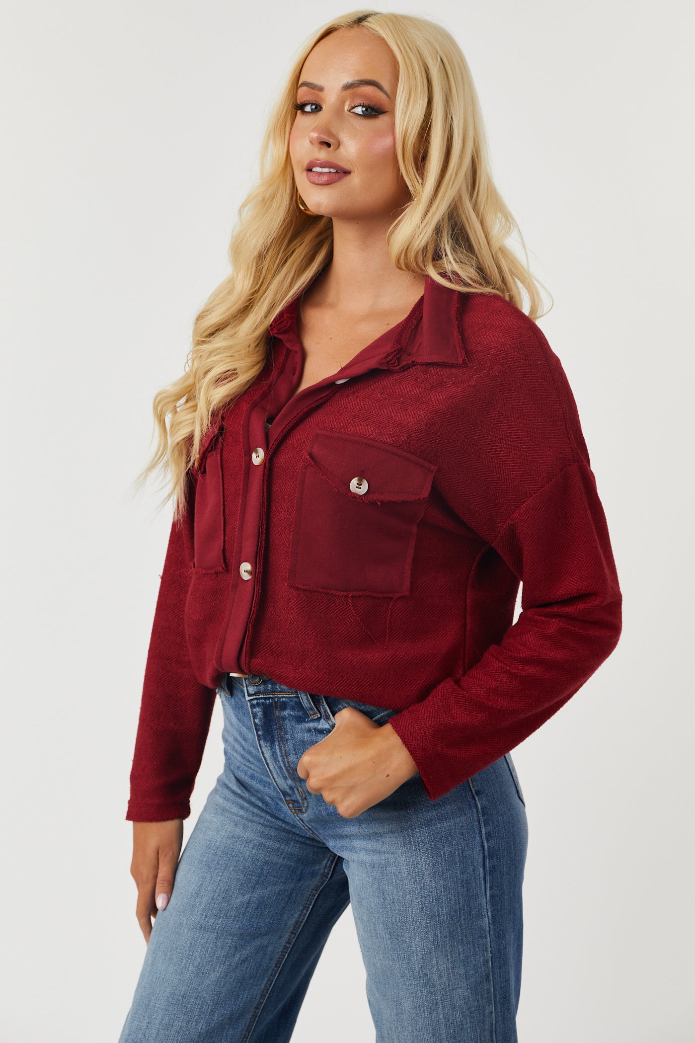 Burgundy crop clearance jacket