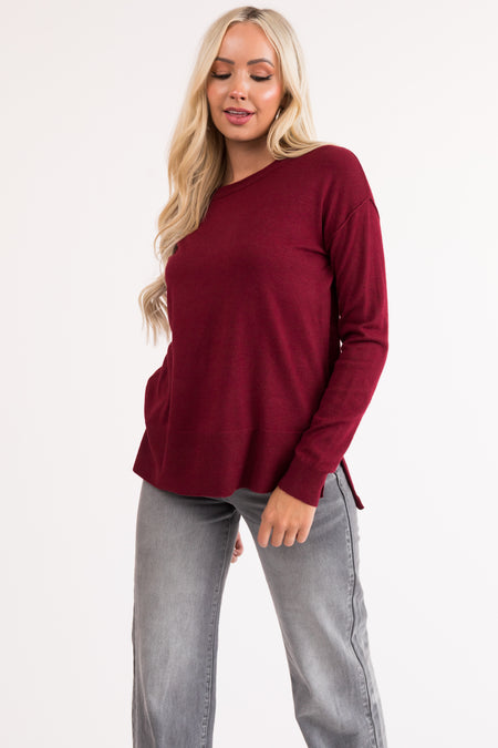 Burgundy Lightweight Knit Sweater