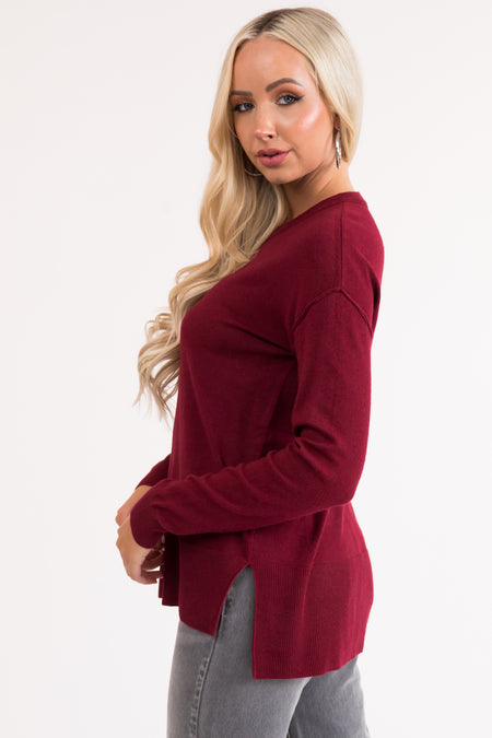 Burgundy Lightweight Knit Sweater