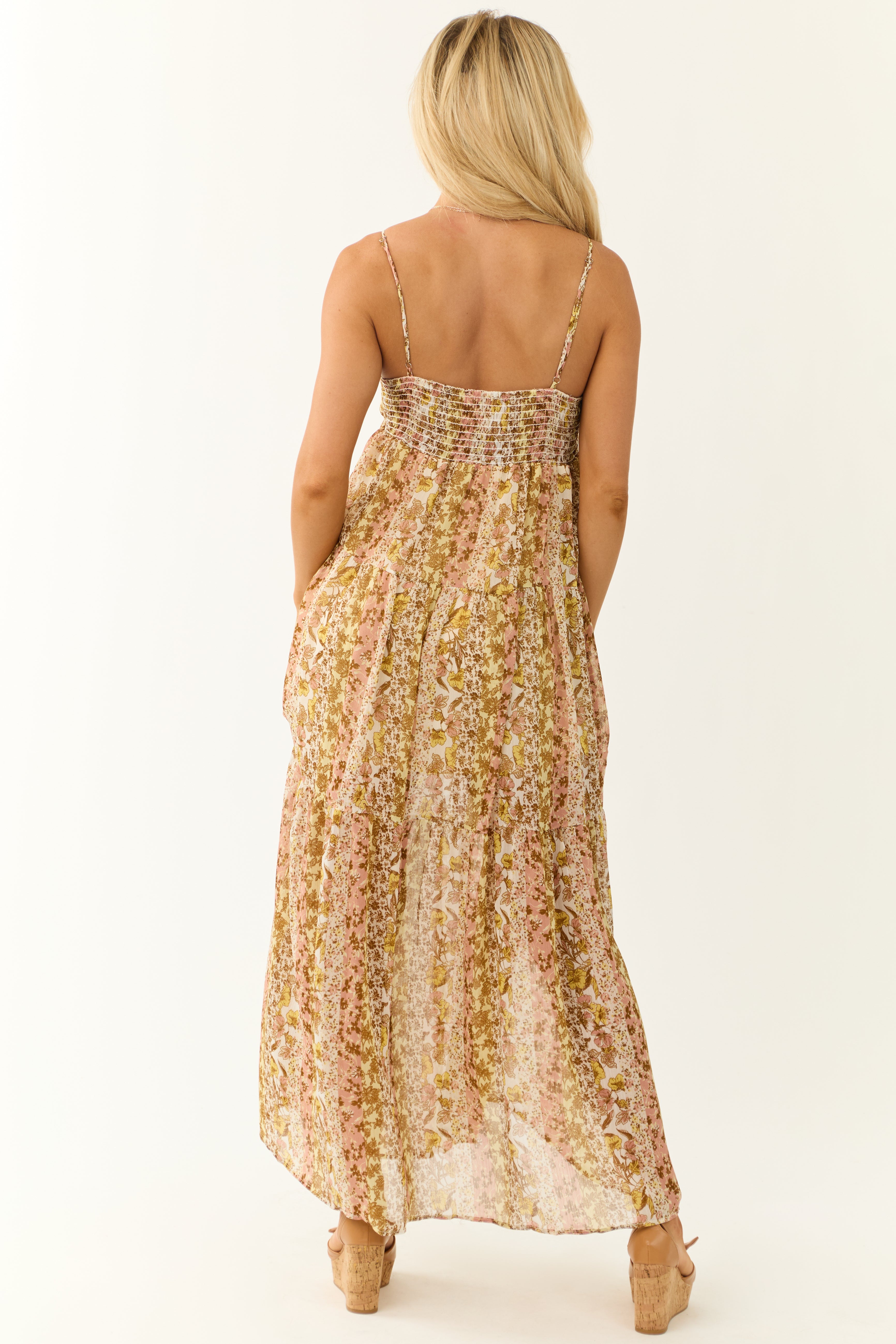 Buttercream Floral Print Sleeveless Maxi Dress