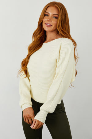 Buttercream Ribbed Dolman Sleeve Soft Sweater