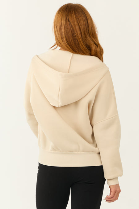 Buttercream Zip Up Long Sleeve Hooded Jacket